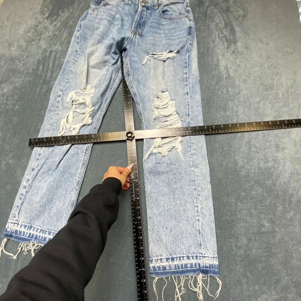 Aeropostale Jeans Womens 6R 30x27 Distressed Frayed Hem Super High Rise Straight
